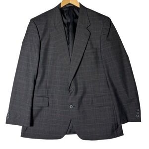 Vintage Foreman‎ & Clark Windowpane Blazer Mens Size 44R Classic Gray Jacket